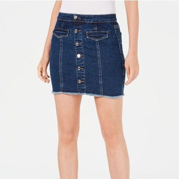 NEW GUESS Flap Pockets Denim Mini Skirt SZ S - Picture 1 of 2